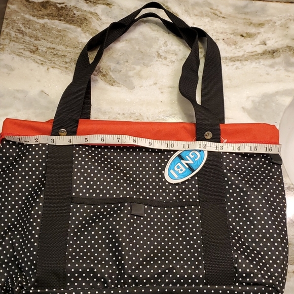 TOTE Bag Black w/White Pokadots Red Trim. Is not a zipper closer Bag - Picture 5 of 6